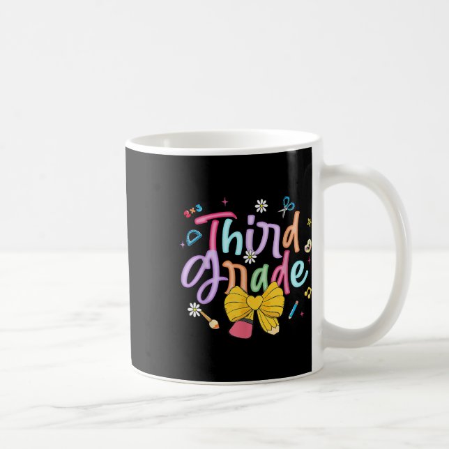 First Day Of Third Grade Coquette Bow Pencil Teach Coffee Mug (Right)