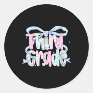 First Day Of Third Grade Floral Bundle For Teacher Classic Round Sticker