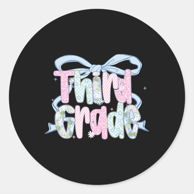 First Day Of Third Grade Floral Bundle For Teacher Classic Round Sticker (Front)