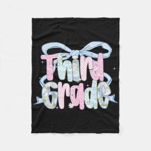 First Day Of Third Grade Floral Bundle For Teacher Fleece Blanket