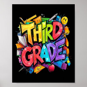 First Day Of Third Grade Floral Bundle For Teacher Poster