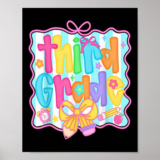 First Day Of Third Grade Floral Bundle For Teacher Poster (Front)