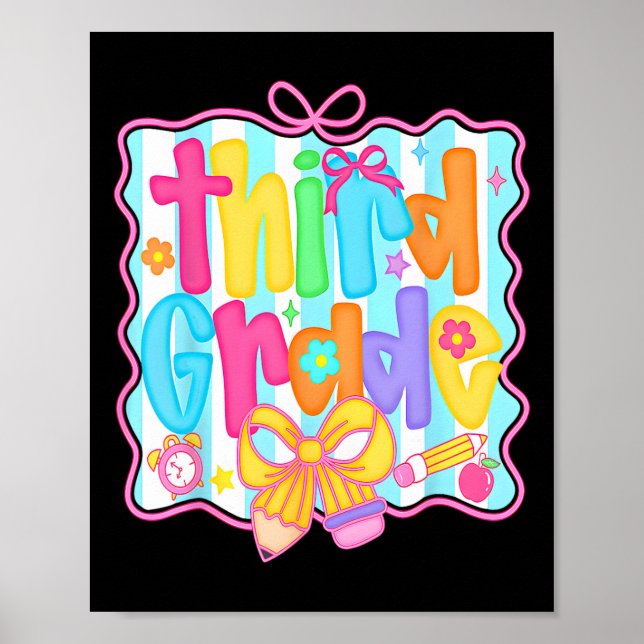 First Day Of Third Grade Floral Bundle For Teacher Poster (Front)