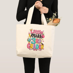 First Day of Third Little Miss 3rd Grader Large Tote Bag