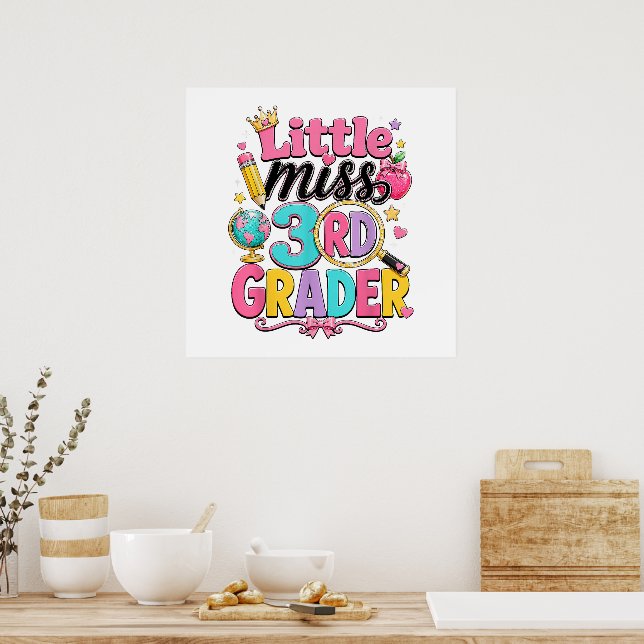 First Day of Third Little Miss 3rd Grader Poster (Kitchen)