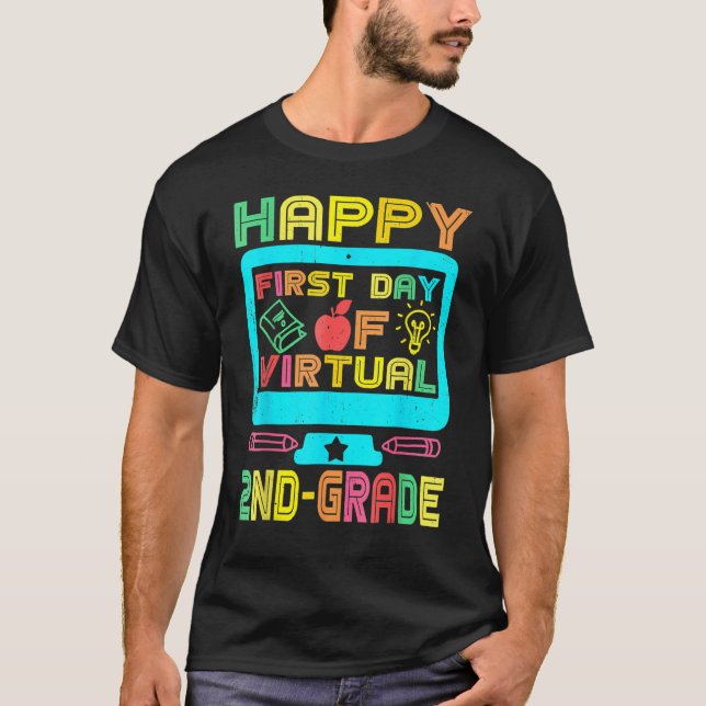 First Day Of Virtual 2nd Grade Back To School  Boy T-Shirt (Front)