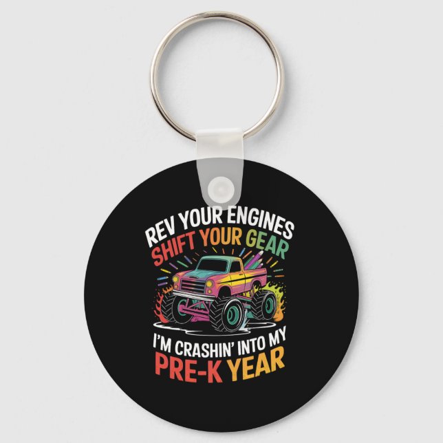 First Day School Boys Back To School Pre-k Monster Key Ring (Front)