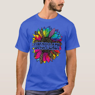 First Day School Leopard Sunflower Lunch Lady Back T-Shirt