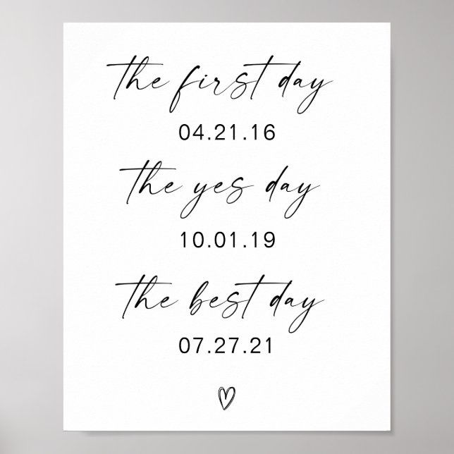 First Day Yes Day Best Day Wedding Poster (Front)