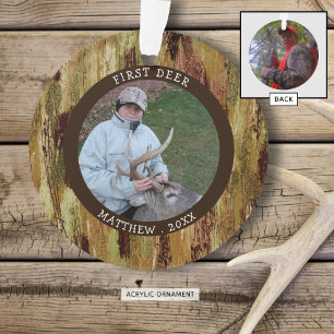 FIRST DEER Hunting Photo Camouflage Personalised Ornament