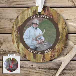FIRST DEER Hunting Photo Camouflage Personalised Ornament