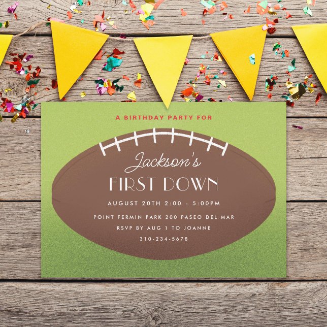 First Down Football Birthday Party Invitation (Creator Uploaded)