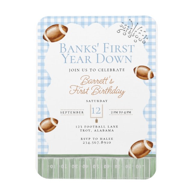 First Down Football Birthday, Tailgate Party Magnet (Vertical)