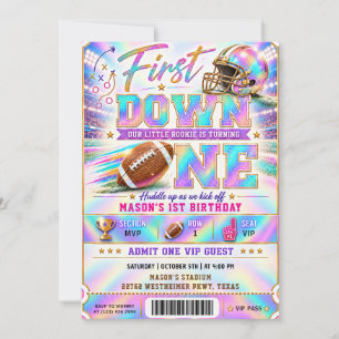 First Down MVP Football 1st Birthday Invitation