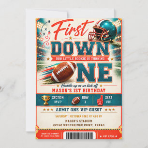 First Down MVP Football 1st Birthday Invitation