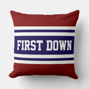 FIRST DOWN Navy Deep Red White Racing Stripes Cushion