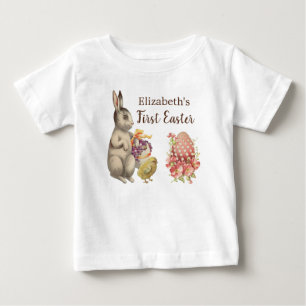 First Easter Baby Clothing Vintage Bunny Rabbit T-Shirt