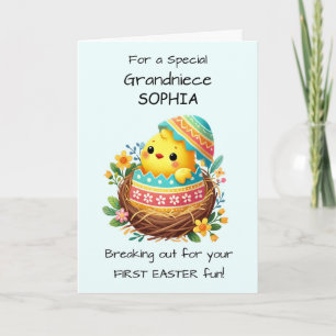 First Easter Grandniece Personalise Easter Chick Card