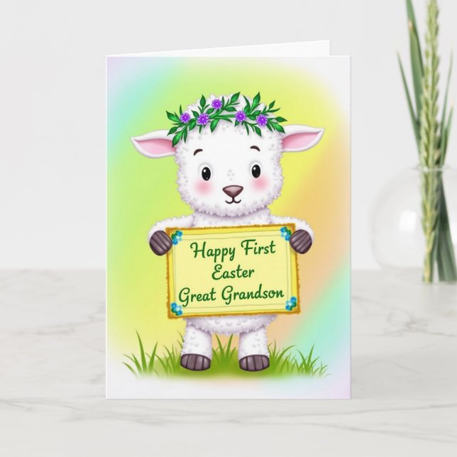 First Easter Grandson Sheep Card (Front)