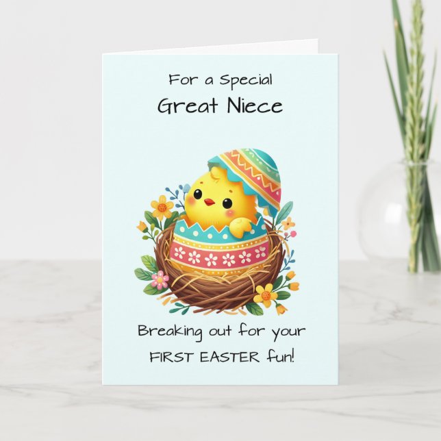 First Easter Great Niece Personalise Easter Chick Card (Front)