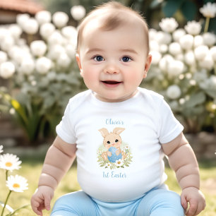 First Easter Personalised Baby Boy Bunny Egg Blue  Bodysuit
