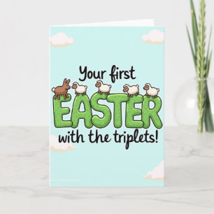 First Easter Triplets Greeting Card