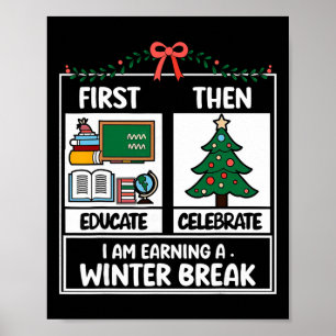 First Educate Then Celebrate Christmas Teacher Win Poster