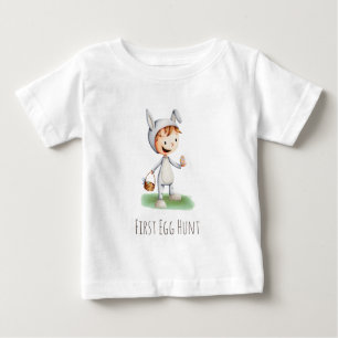 First Egg Hunt Baby in Bunny Costume Easter Baby T-Shirt