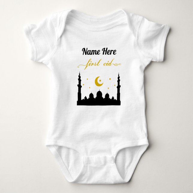 First Eid Custom Name Baby Bodysuit (Front)