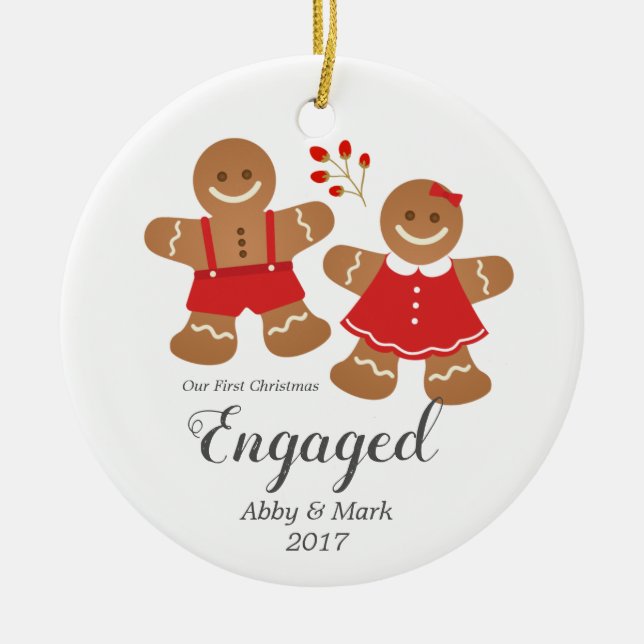 First Engaged Gingerbread Christmas Ornament (Front)