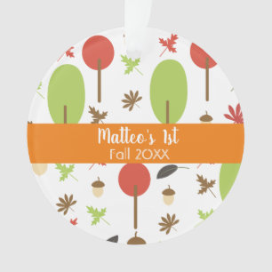 First Fall Sunshine Leaves Acorn Design Pattern Ornament