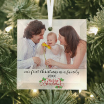 First Family Christmas Custom Photo Ornament