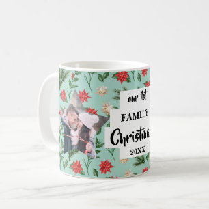 First Family Christmas Floral Photo Coffee Mug