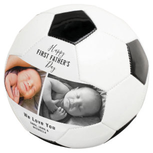First Father’s Day 2 Photo Baby New Dad Name Soccer Ball