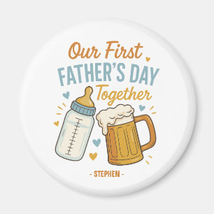 First Father’s Day Together – Beer & Baby Bottle Magnet