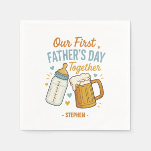 First Father’s Day Together – Beer & Baby Bottle Napkin