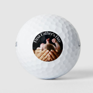 First Fathers Day 2024 Custom Dad Baby Photo  Golf Balls