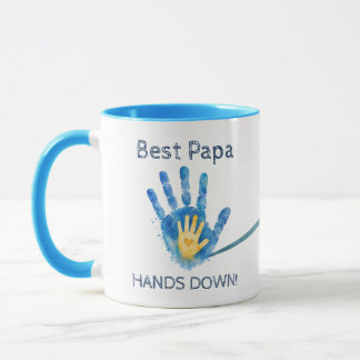 First Father's Day 2026 Blue Watercolor Handprint Mug
