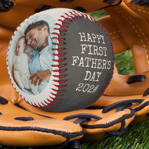 First Father's Day 2 Photo Chalkboard Baseball