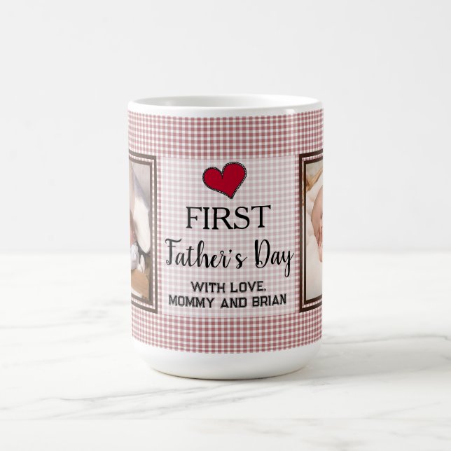 First Father's Day 2 Photo Collage Coffee Mug (Center)