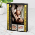 First Father's Day 3 Photo Collage Black And Gold