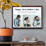 First Father's Day 3 Photo Collage Plaque<br><div class="desc">Photo collage with 3 of your favourite photos and your personalised text. All of the wording is editable and currently reads "happy first father's day .. you're a wonderful man and an amazing dad .. we love you all the word • [names]". The wording is lettered in modern bold headline...</div>
