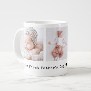 First Father's Day 3 Photos Large Coffee Mug