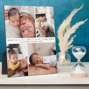 First Father's Day 4 Photo Collage Plaque