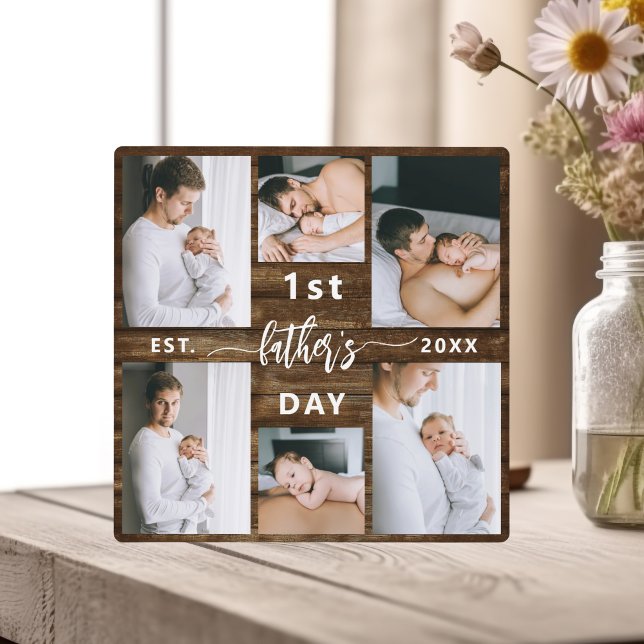 First Father's Day 6 Wood Photo Collage Plaque (Creator Uploaded)