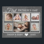 First Father's Day 7 Photo Collage Chalkboard Faux Canvas Print<br><div class="desc">A simple and memorable first  father's day gift for the new dad personalised with 8 of his favourite baby and daddy photos.</div>
