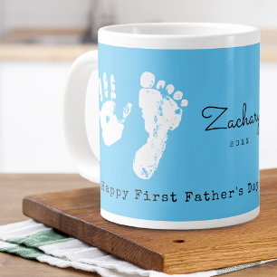 First Father's Day Add Newborns Print Large Coffee Mug