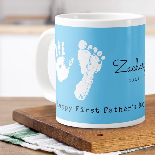 First Father's Day Add Newborns Print Large Coffee Mug (First Father's Day Add Newborns Print Giant Coffee Mug)