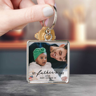 First fathers day Baby & Dad Photo Key Ring