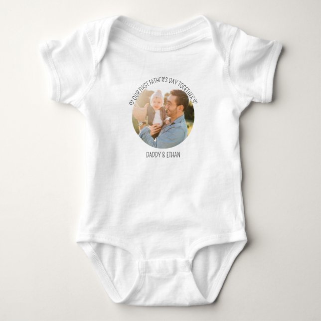 First Father's Day Baby Photo and Name Bodysuit (Front)